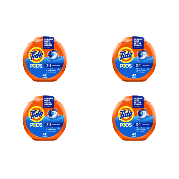 Tide Pods 3-in-1 Original Laundry Detergent Pacs( 42 Count x 4 ) 4 Pack