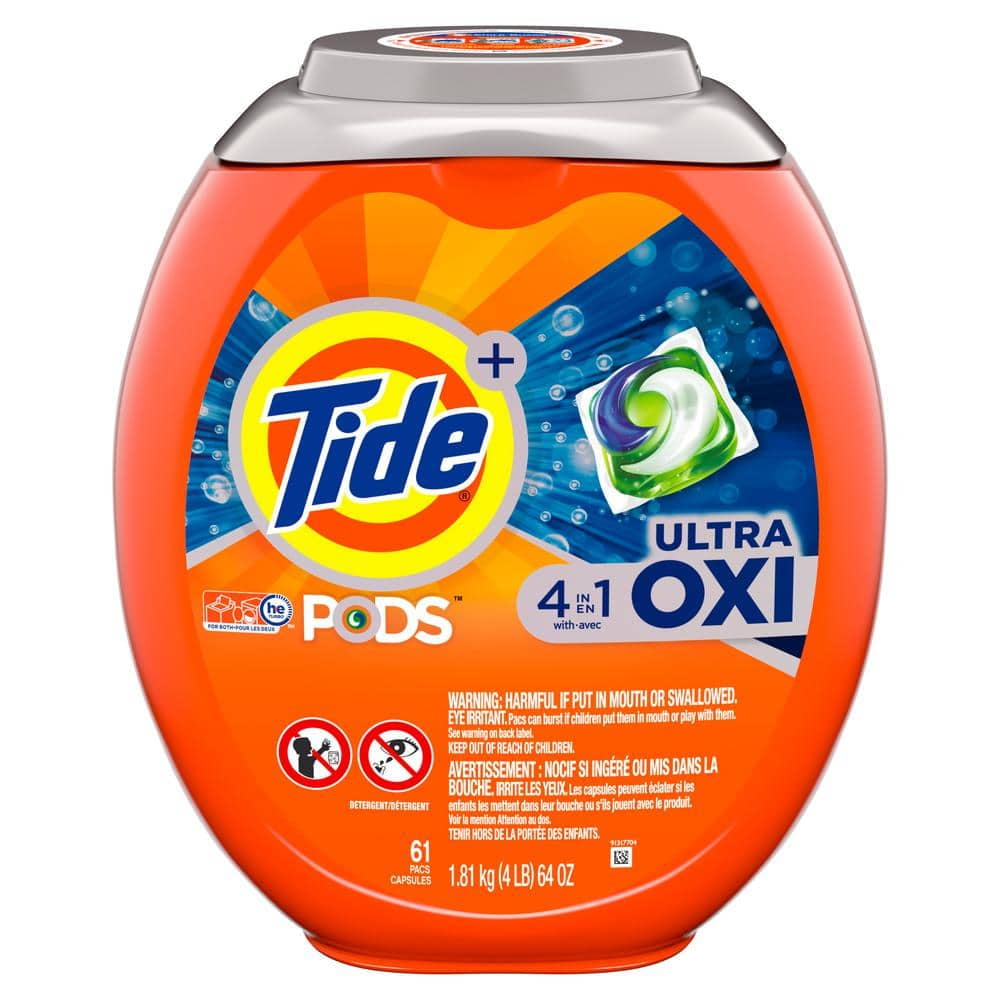 Tide PODS 4 in 1 Ultra Oxi Laundry Detergent Soap PODS, High Efficiency (HE), 61 Count - Thumbnail 4