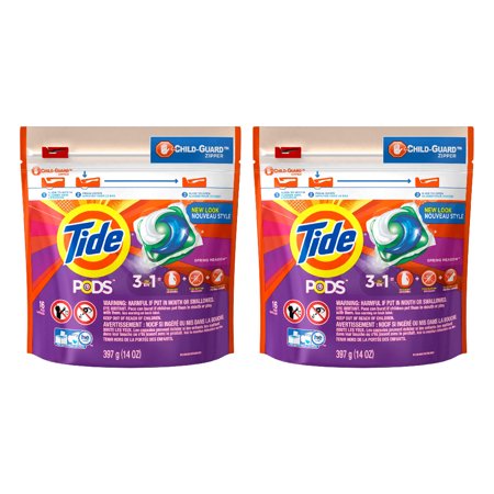 Tide Pods High Efficiency Laundry Detergent Pacs, Spring Meadow, 14 oz, 16 Ct (2 Pack) (Bundle)
