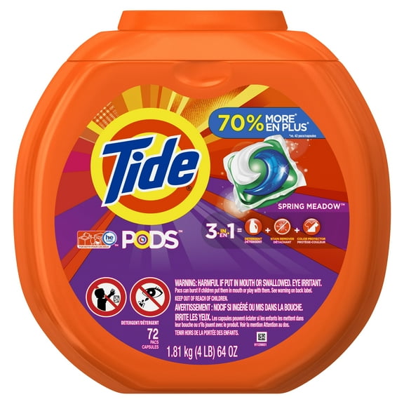 Tide PODS Liquid Detergent Pacs, Spring Meadow, 72 count