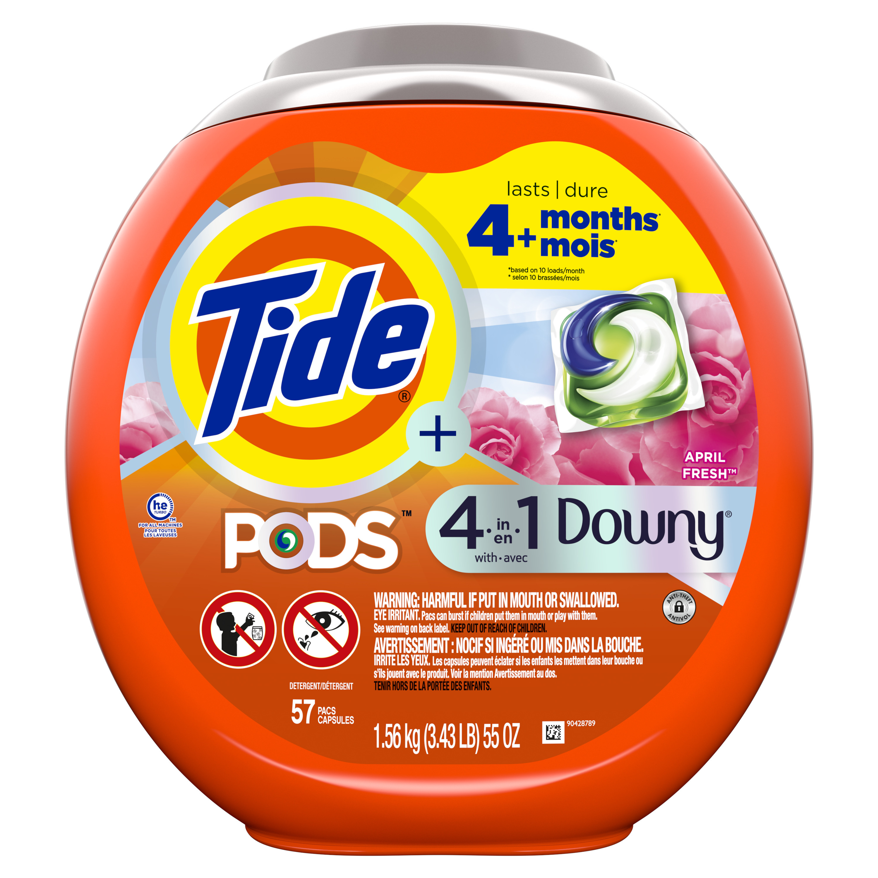 Tide Pods Downy Laundry Detergent Soap Packs April Fresh 57 Ct For 