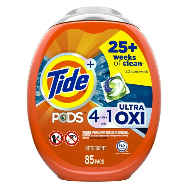 Tide Pods Laundry Detergent Soap Packs with Ultra Oxi, 85 Ct - Walmart.com