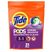 Tide Pods Laundry Detergent Soap Pacs, He Compatible, 31 Ct, Powerful 3-In-1 Clean, Spring Meadow