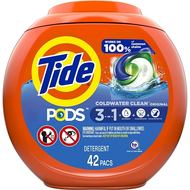 Tide Pods Laundry Detergent Soap Capsulas, Original Scent, 42 Count for