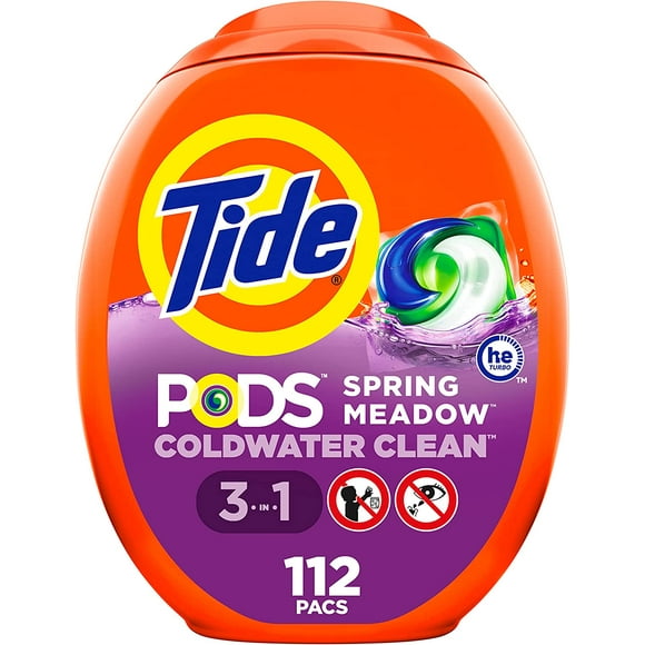Tide Pods Laundry Detergent Soap Pods, Spring Meadow Scent, 112 Count