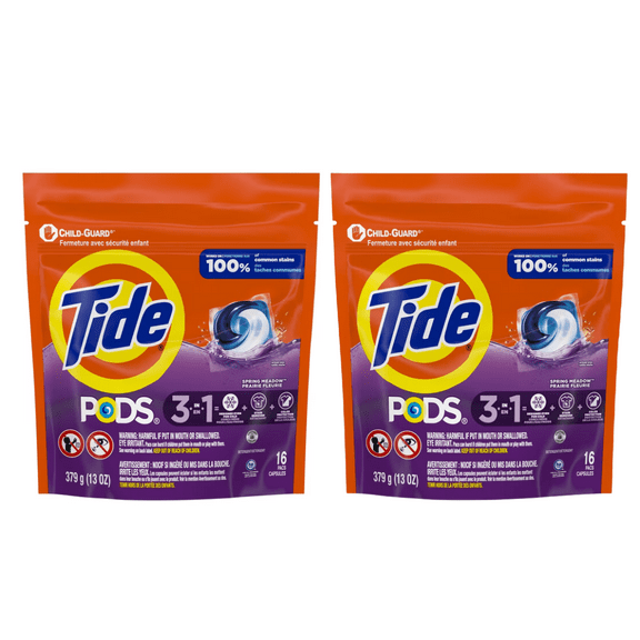 Tide Pods, Laundry Detergent, Spring Meadow, 16 count (2 Pack) 32 Count