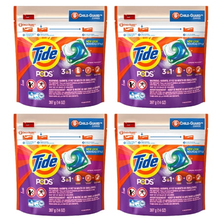 Tide Pods Laundry Detergent Spring Meadow Concentrated Capsules 16 Count, 4-Pack