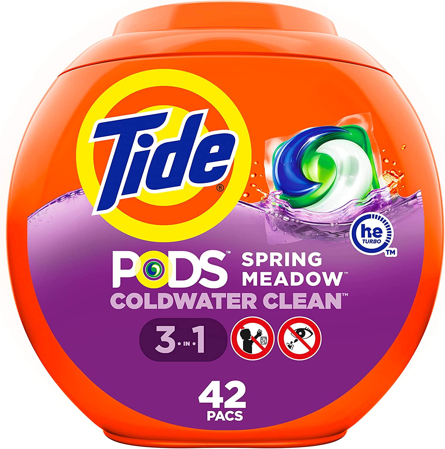 Tide Pods Liquid Laundry Detergent Pacs, Spring Meadow, 42 Count