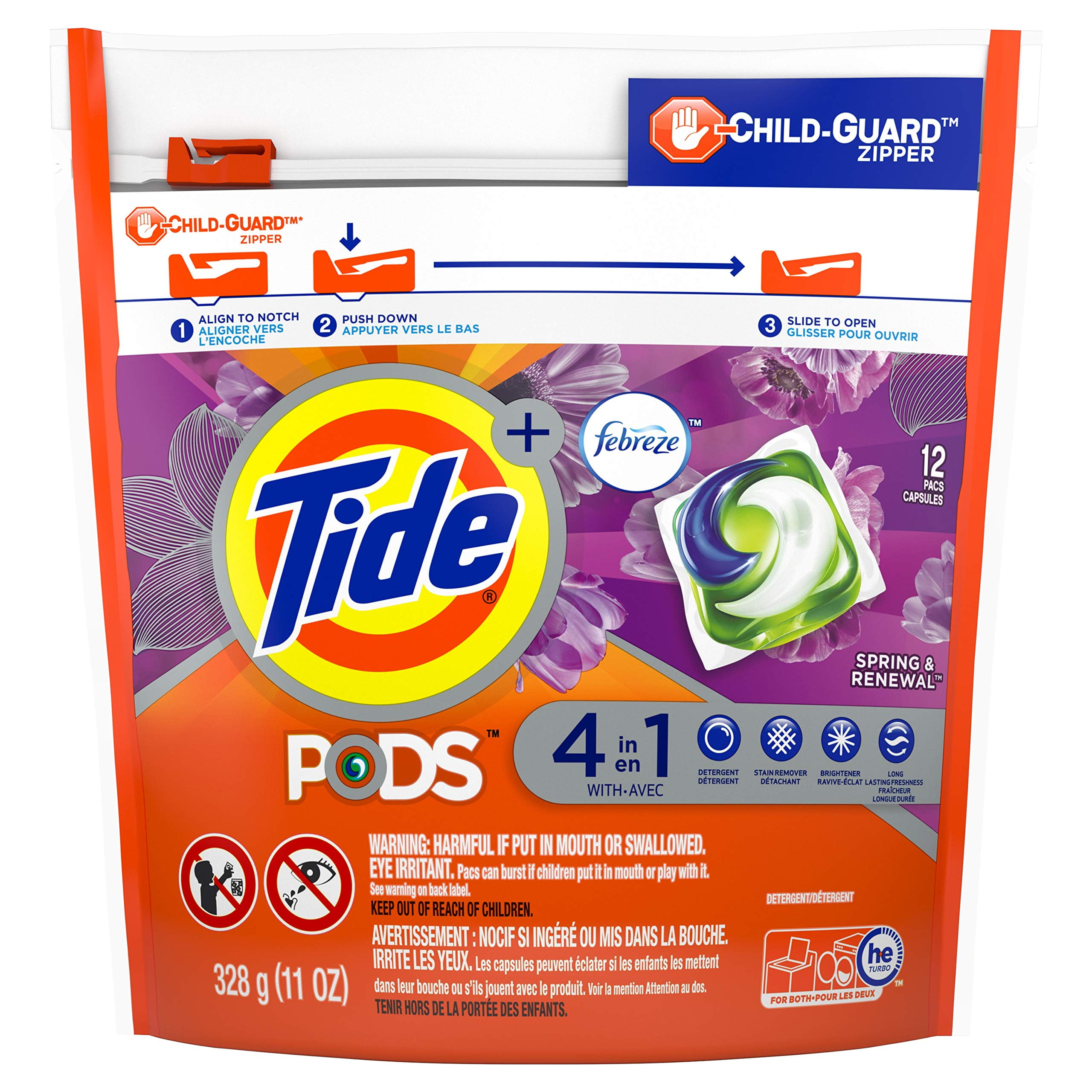 Tide Pods Liquid Laundry Detergent Soap Pacs, 4N1 With Febreze, He