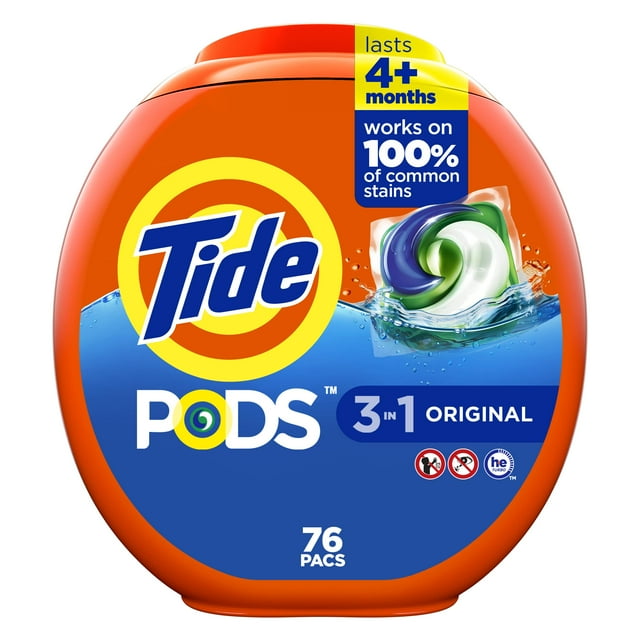 Tide High Efficiency Laundry Detergent Pods, Original Scent, 76 Units