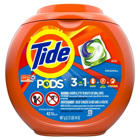 Tide Pods Original Scent 168 Ct, Liquid Laundry Detergent Pacs ( 4 Pack of 42 count - 168 count total)