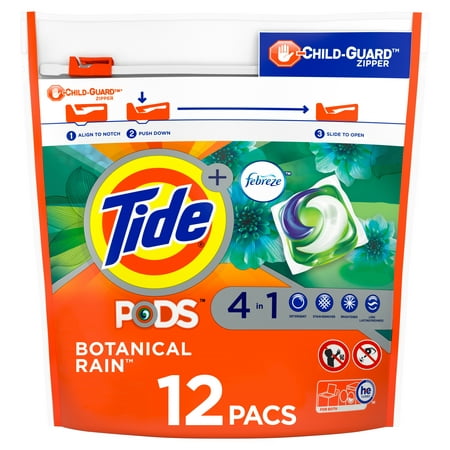 product image of Tide Pods Plus Febreze Botanical Rain Laundry Detergent Pacs, 12 Ct
