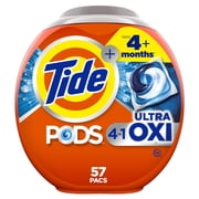 Tide PODS Laundry Detergent Soap Pacs, Ultra OXI, 57 Count