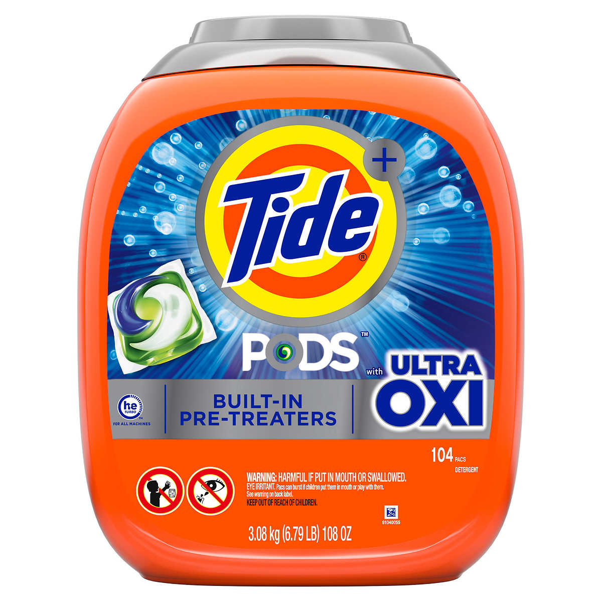 Tide Pods Ultra Oxi HE Laundry Detergent 104 count For Washing Clothes 