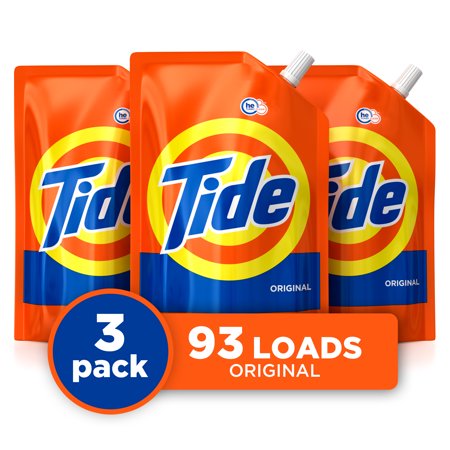 Tide Pouch Original He, 93 Loads Liquid Laundry Detergent, 144 fl oz