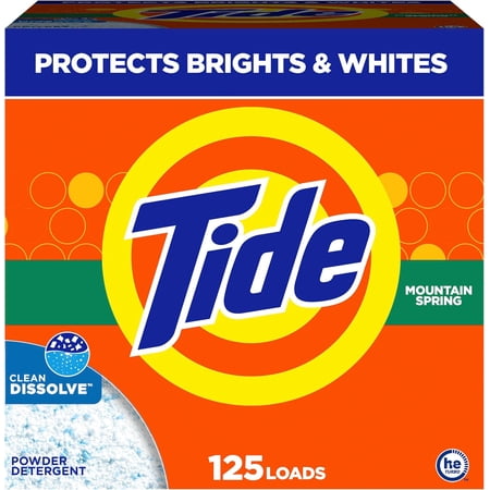 Tide Powder Laundry Detergent, Mountain Spring, 125 Loads, 143 oz (Packaging May Vary)