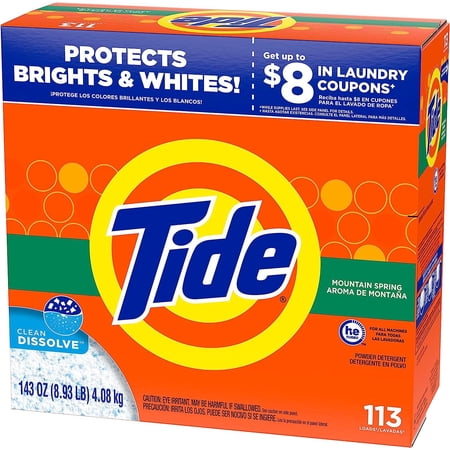Tide Powder Laundry Detergent Mountain Spring 143 oz (Pack of 2)