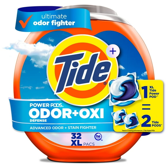 Tide Power PODS Odor Defense + Oxi Laundry Detergent Pacs, Original Scent, 32 Count