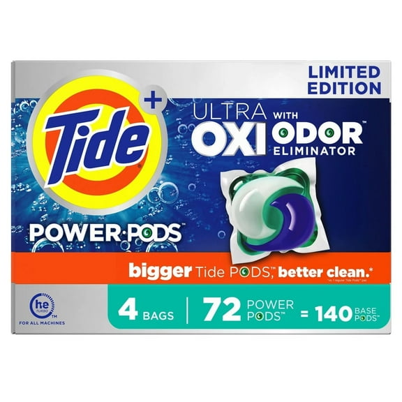 Tide Power PODS + Ultra OXI with Odor Eliminators Laundry Detergent Pacs (72 Ct)