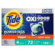 Tide Power PODS + Ultra OXI with Odor Eliminators Laundry Detergent Pacs 72 Ct
