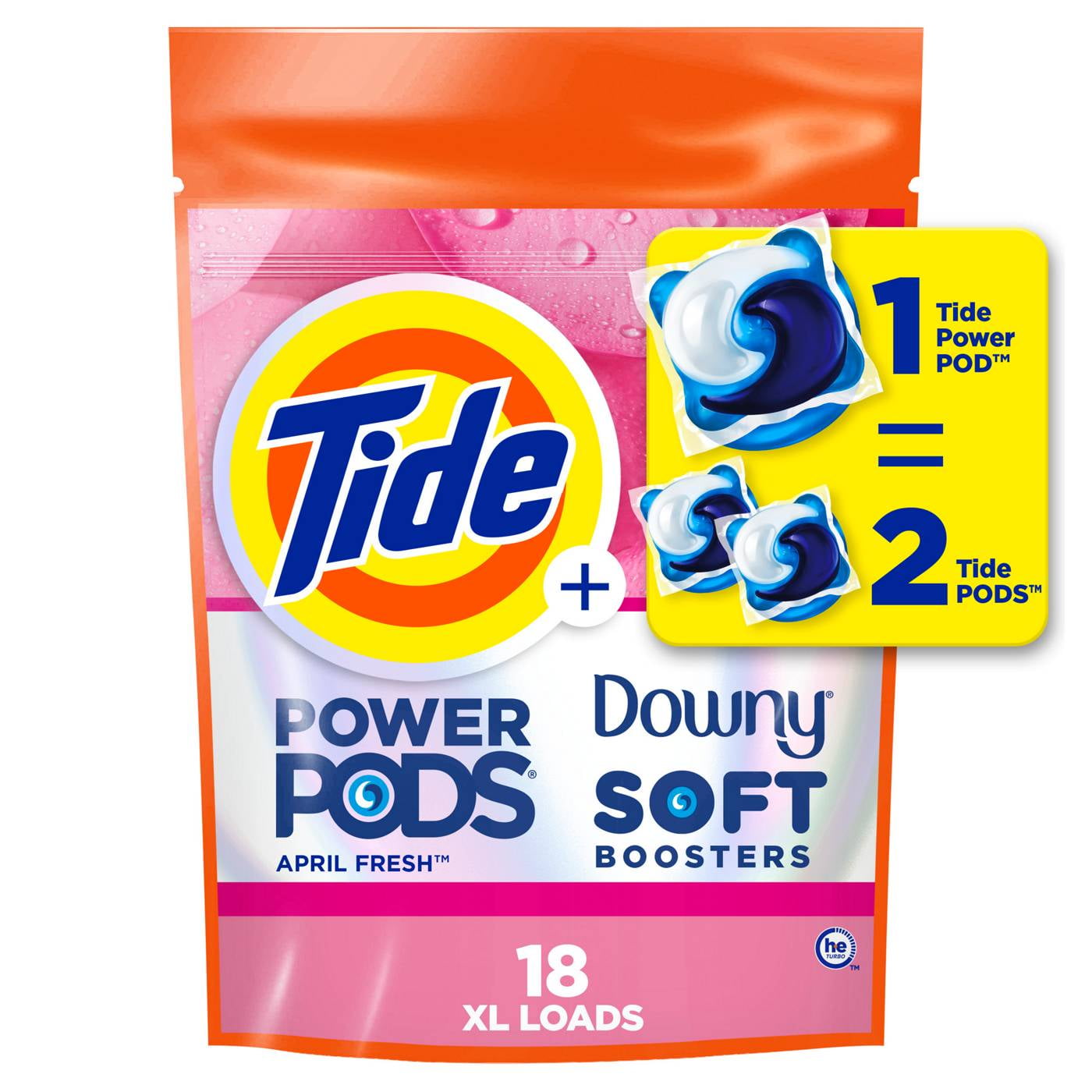 Tide Power Pods + Downy Soft Boosters HE Laundry Detergent&nbsp;- April Fresh - 18 ct- Pack of 2