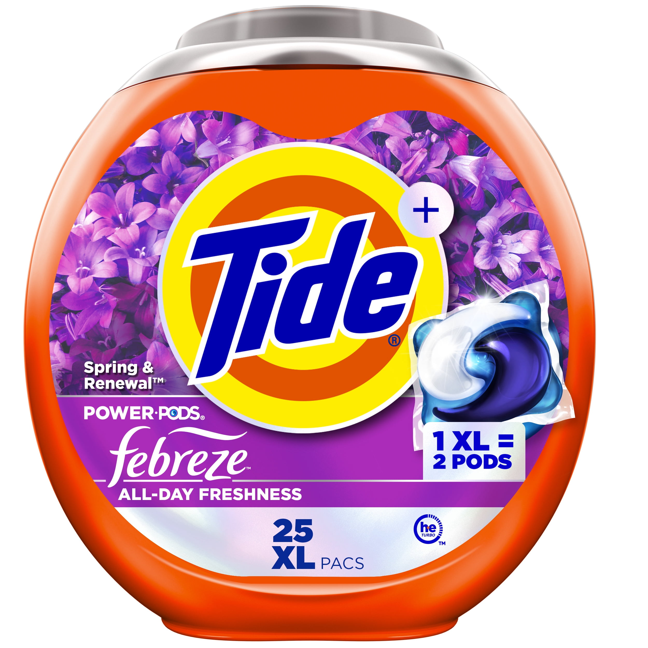 Tide Power Pods Laundry Detergent Pacs with Febreze Spring and Renewal Scent, 25 Count