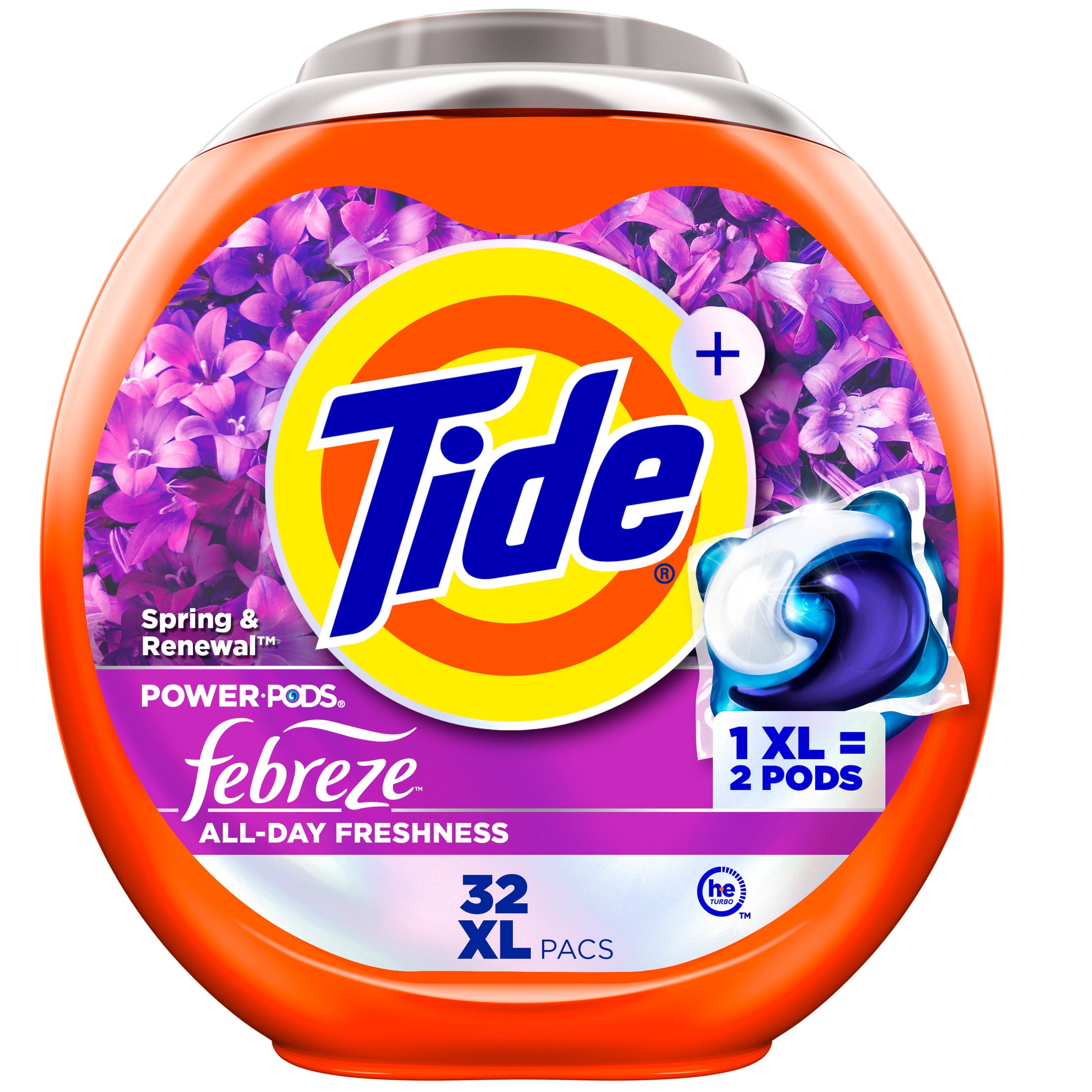 Tide Power Pods Laundry Detergent Pacs with Febreze, Spring and Renewal Scent, 32 Count