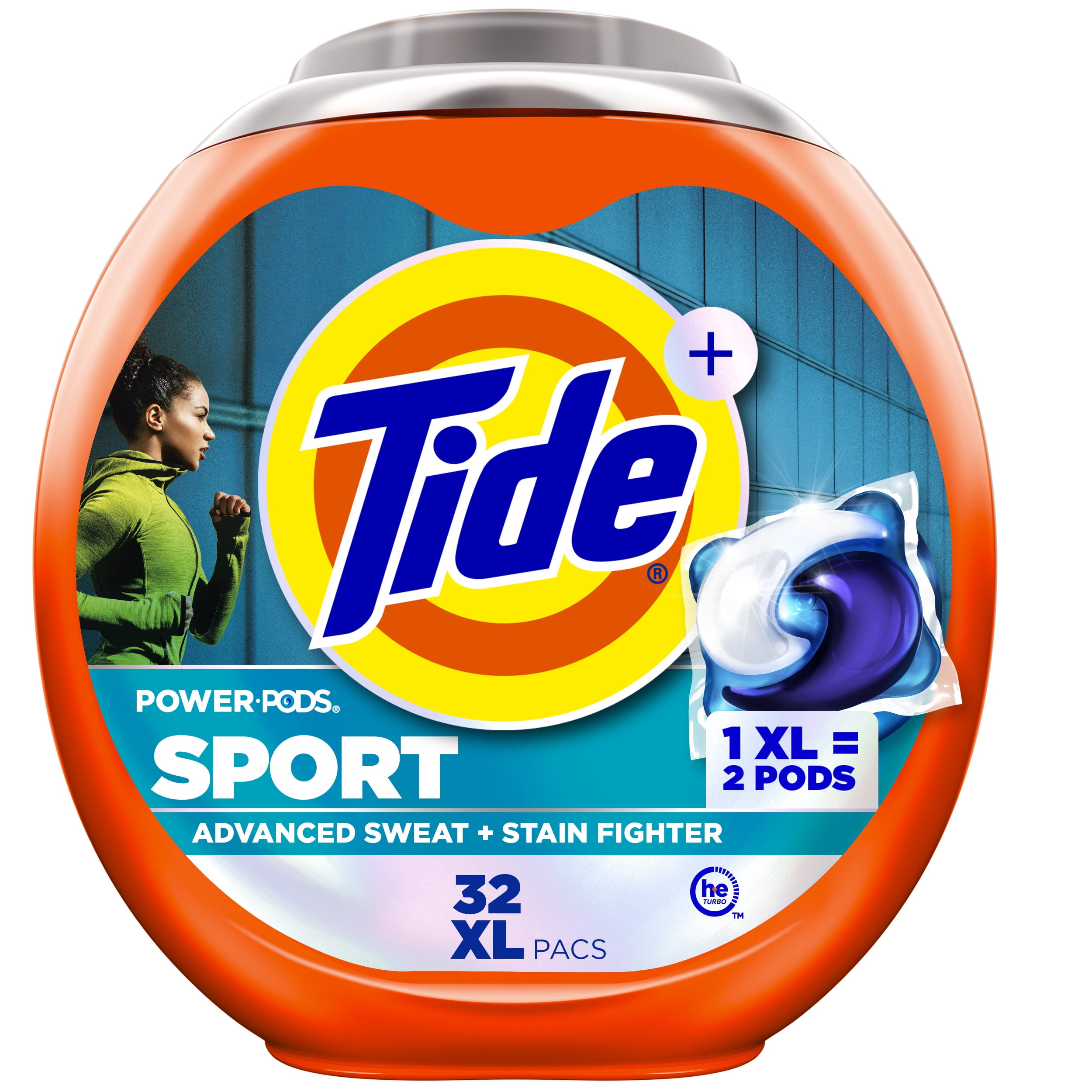 Tide Power Pods Sport Laundry Detergent Pacs, Advanced Sweat + Stain Fighter, 32 Count
