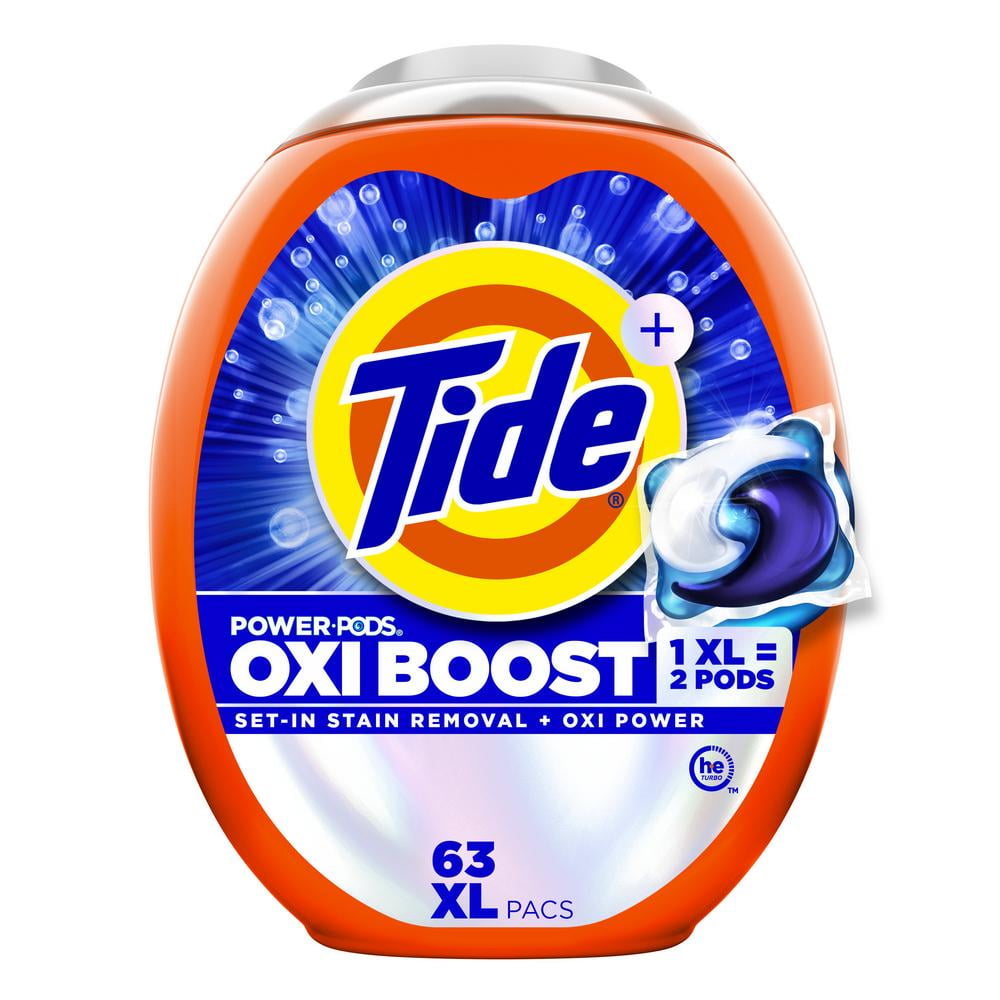 Tide Power Pods Oxi Boost XL Laundry Detergent Pacs - 63 ct- Pack of 2