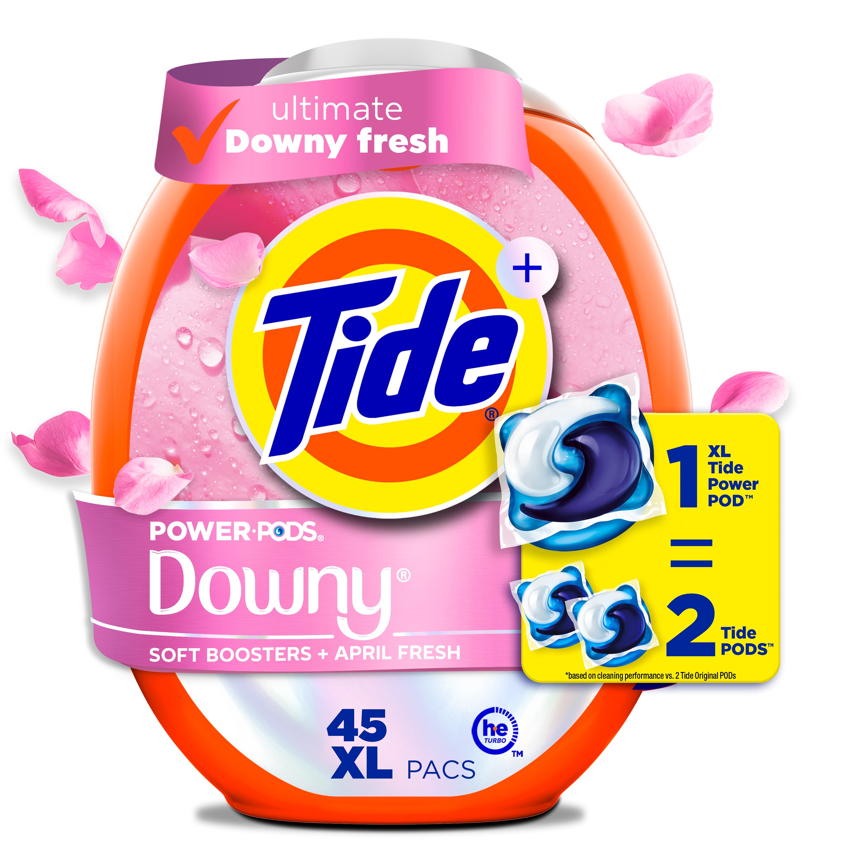 Walmart savings: Tide Power PODS with Downy Soft Boosters Laundry Detergent Pacs, April Fresh Scent, 45 Count