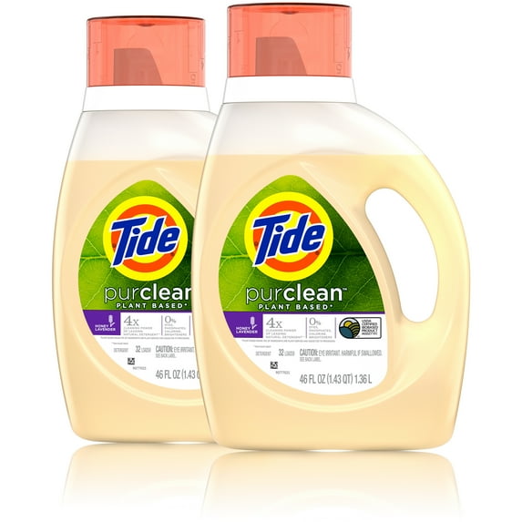 Tide Purclean Liquid Laundry Detergent, Honey Lavender, Pack of 2, 46 fl. oz. Each