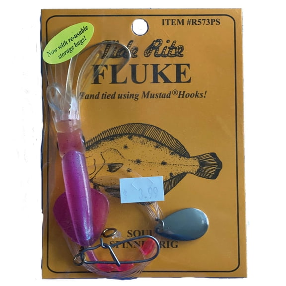 Tide Rite Doormat Fluke Rig, Samsu Hook, Jumbo Squid, Pink