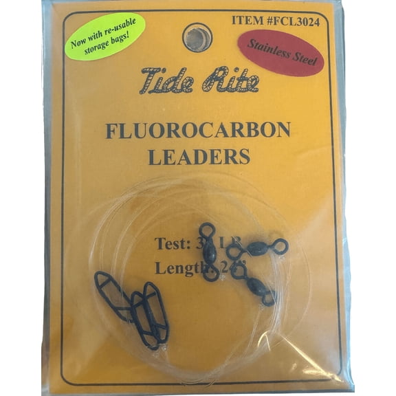 Tide Rite Fluoro Leader 24" 30Lb With Quick Snap