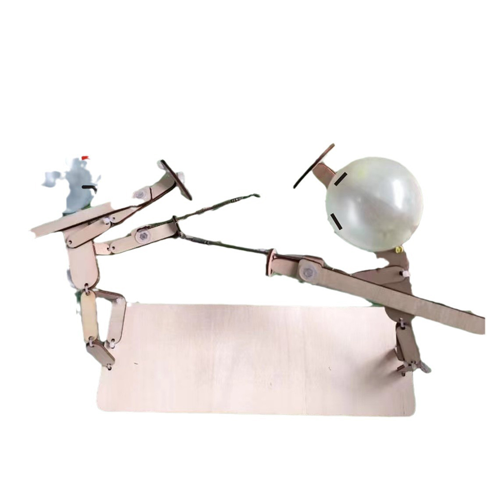 Tide Shop 1pc Balloon Bamboo Man Battle 2024 New Handmade Wooden Fencing Puppets Interactive