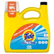 Tide Simply Liquid Laundry Detergent, All-In-One, Refreshing Breeze Scent, 138 Loads, 173 fl oz