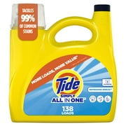 Tide Simply All-in-One Liquid Laundry Detergent, Refreshing Breeze Scent, 182 fl oz, 138 Loads