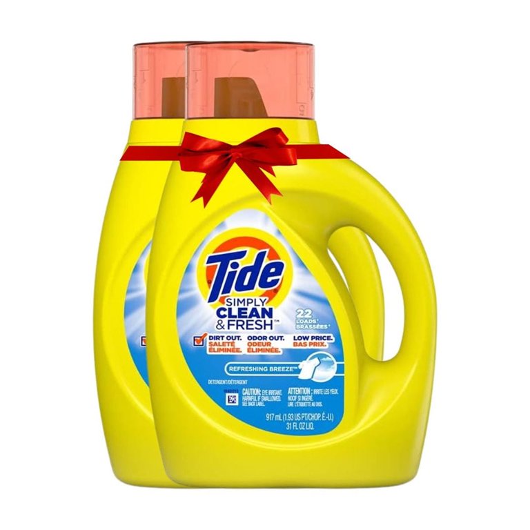 Tide Simply Clean & Fresh Liquid Laundry Detergent, Refreshing Breeze, ( 2  X 31 fl oz) 2 pack Bottles