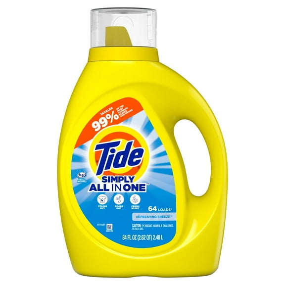 2X - Tide Simply Clean & Fresh HE Liquid Laundry Detergent, 64 Loads - Refreshing Breeze 84 oz