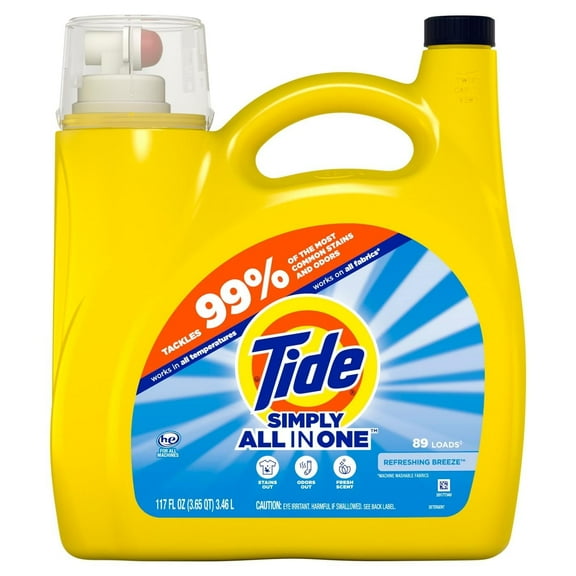Tide Simply Clean & Fresh HE Liquid Laundry Detergent, 89 Loads - Refreshing Breeze 117 oz