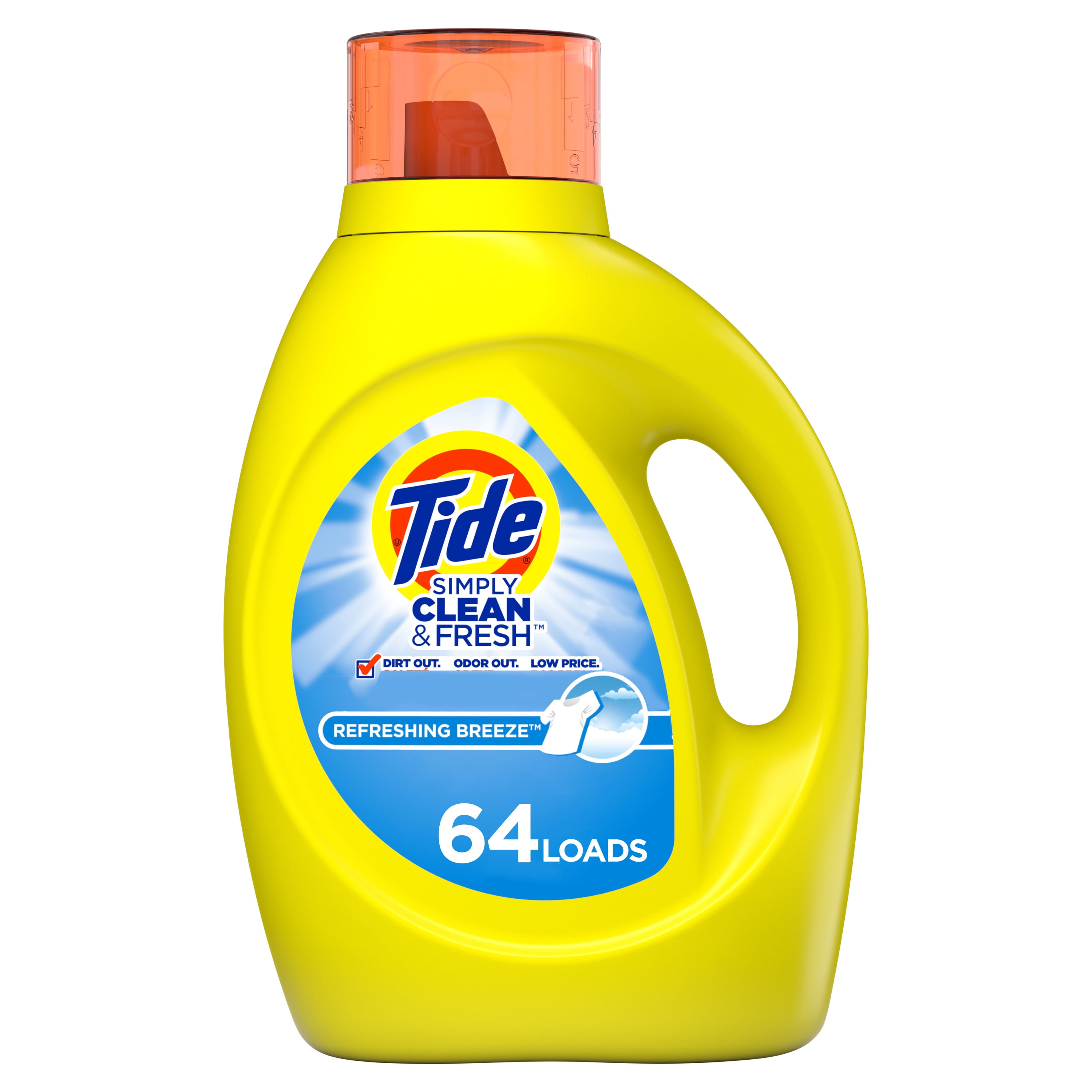 Tide Simply Clean & Fresh HE Liquid Laundry Detergent, Refreshing Breeze Scent, 64 Loads 100 Oz