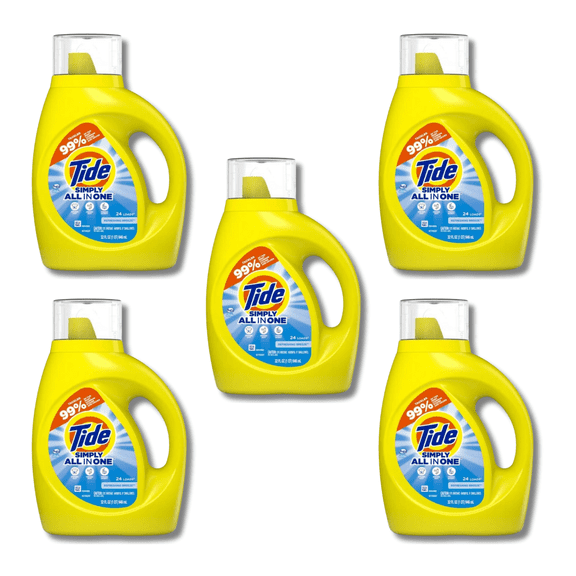 Tide Simply Clean & Fresh Liquid Laundry Detergent, 32floz, Pack of 5   Odor & Stain Removal, HECompatible, Refreshing Breeze Scent
