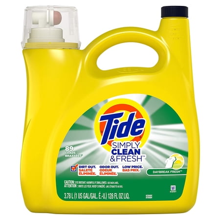Tide Simply Clean & Fresh Liquid Laundry Detergent, Daybreak Fresh, 89 Loads 128 Fl Oz