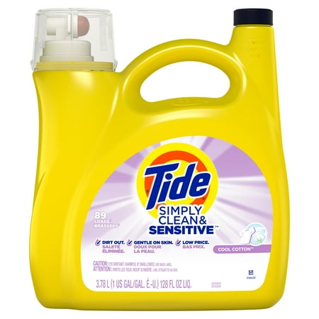 Tide Simply Cool Cotton, 89 Loads Liquid Laundry Detergent, 128 fl oz