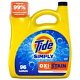 thumbnail image 1 of Tide Simply Laundry Detergent Liquid, Oxi Boost + Ultra Stain Release, Refreshing Breeze Scent, 129 fl oz, 96 Loads, 1 of 14