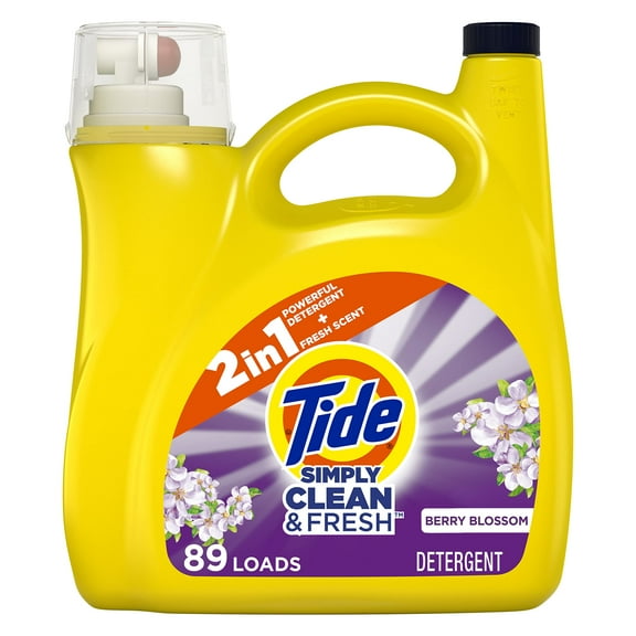 Tide Simply Clean & Fresh Berry Blossom Liquid Laundry Detergent (Pack 1) - 89 Loads, 128fl
