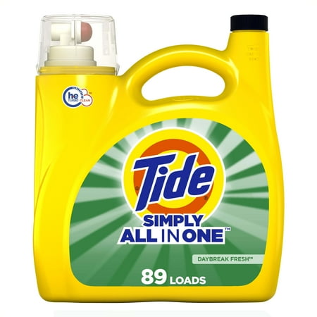Tide Simply Laundry Detergent Liquid, Daybreak Fresh, 117 fl oz, 89 Loads
