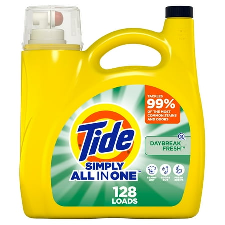 Tide Simply Liquid Laundry Detergent, Daybreak Fresh Scent, 168 fl oz, 128 Loads