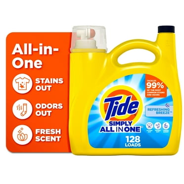 Tide Simply Liquid Laundry Detergent, Refreshing Breeze, 168 oz, 128 Loads