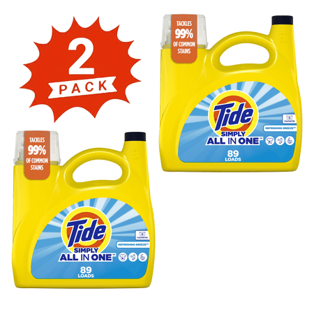 Tide Simply Liquid Laundry Detergent, Refreshing Breeze, 234 fl oz, 178 Loads (2-Pack)
