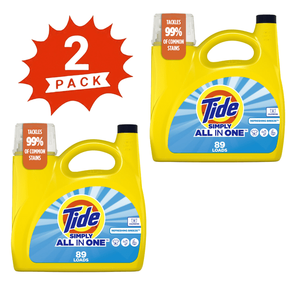 Tide Simply Liquid Laundry Detergent, Refreshing Breeze,  234 fl oz, 178 Loads (2-Pack)